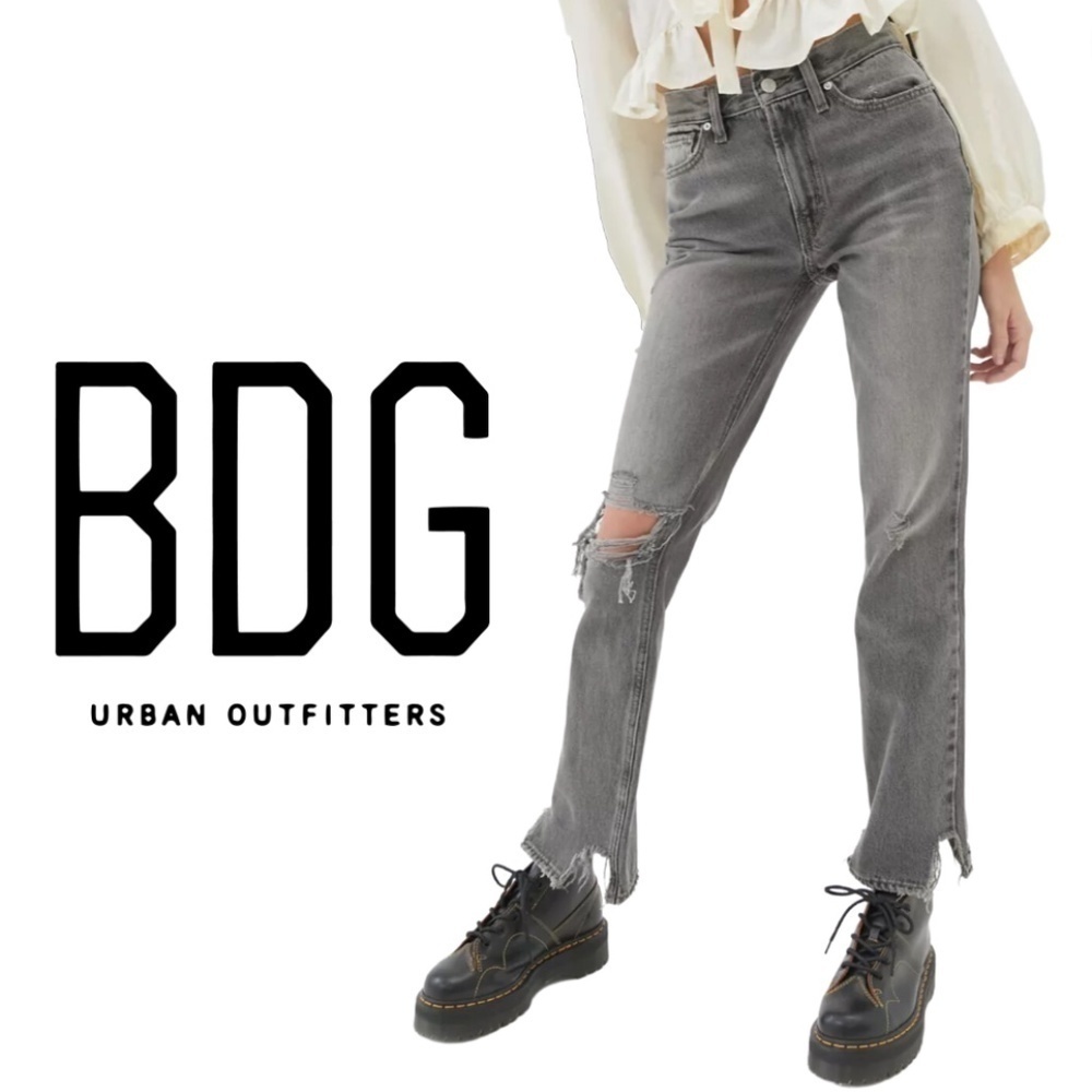 BDG Mid-Rise Bootcut Jean – Destroyed Grey Denim - Size 27